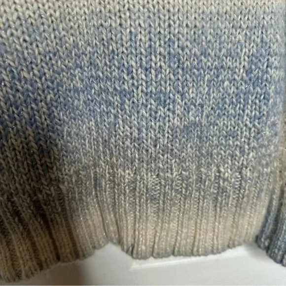 Le  Chateau Cowl Neck Cable Knit Sweater White/Blue/Grey Size Medium - Picture 13 of 16